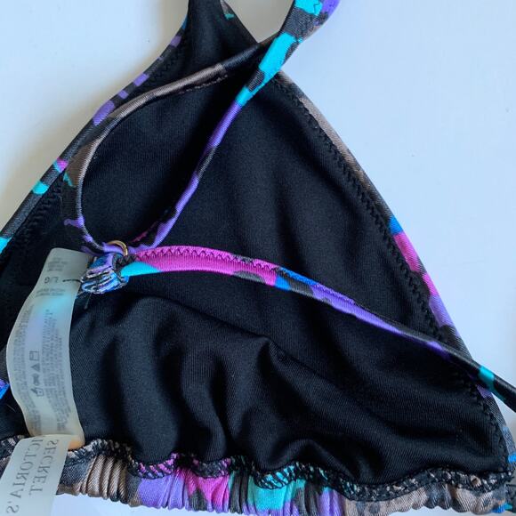 Victoria's Secret L Leopard Cheetah Print Triangle Bikini Top Swim Black Purple - Picture 6 of 12